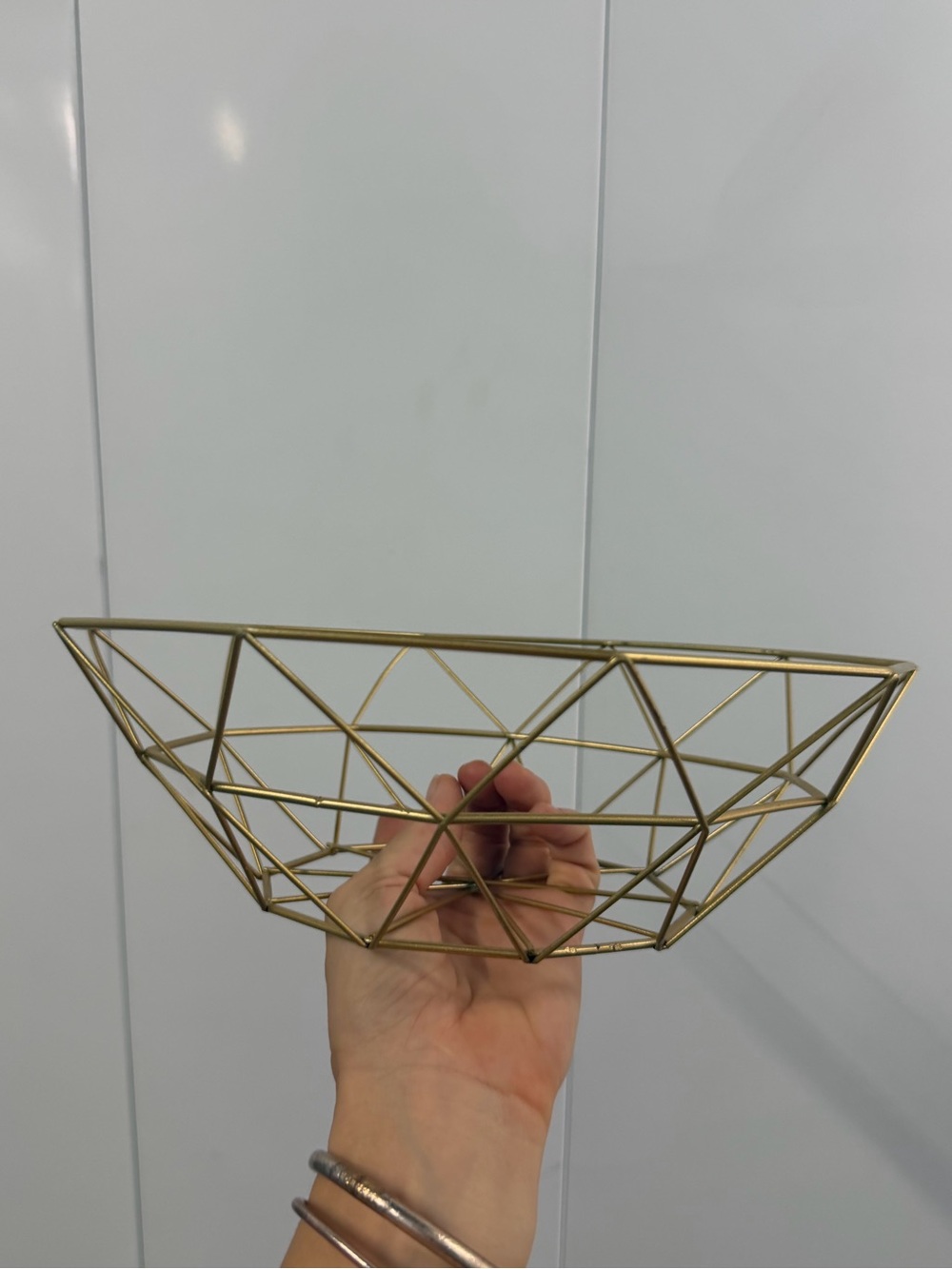 Geometric Metal Wire Fruit Bowl - Gold